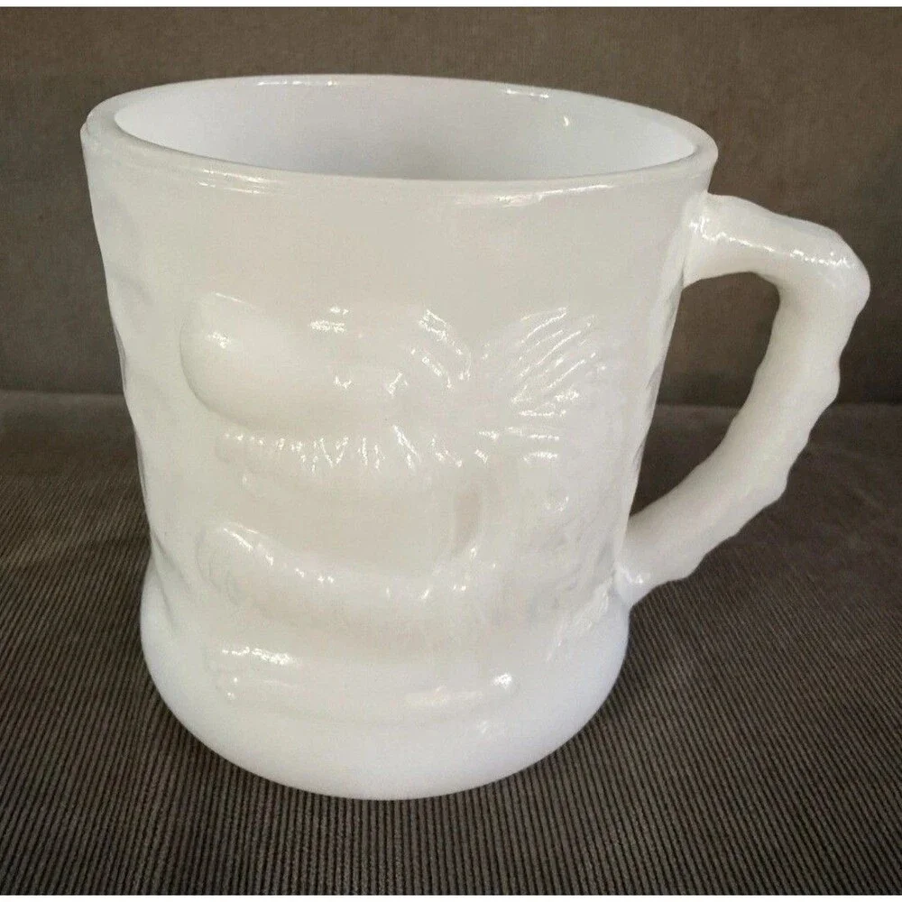 Vintage DC Comics BC GROG Anchor Hocking Milk Glass Mug Cup Johnny Hart